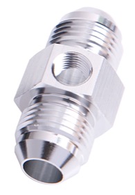 <strong>45° Male Flare Union with 1/8" Port -6AN</strong><br /> Silver Finish
