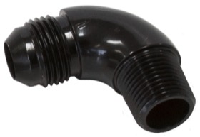 <strong>90° NPT to AN Full Flow Adapter 3/8" to -8AN</strong><br /> Black Finish

