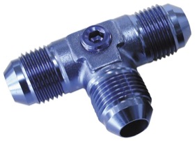 <strong>Flare AN Tee -8AN </strong><br />With 2 x 1/8" NPT Ports, Blue Finish
