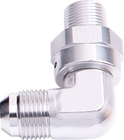 <strong>90° NPT Swivel to Male AN Flare Adapter 1/4" to -6AN</strong> <br /> Silver Finish
